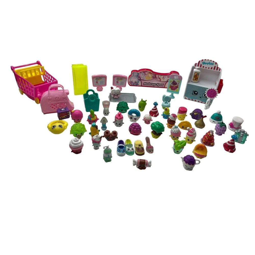 Shopkins Lot Of 59 Various Series /Seasons Bag Basket Pet Carrier Shopping Cart